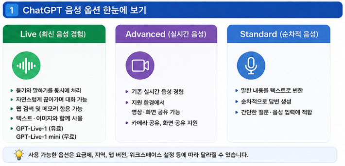 ChatGPT 음성 옵션 한눈에 보기