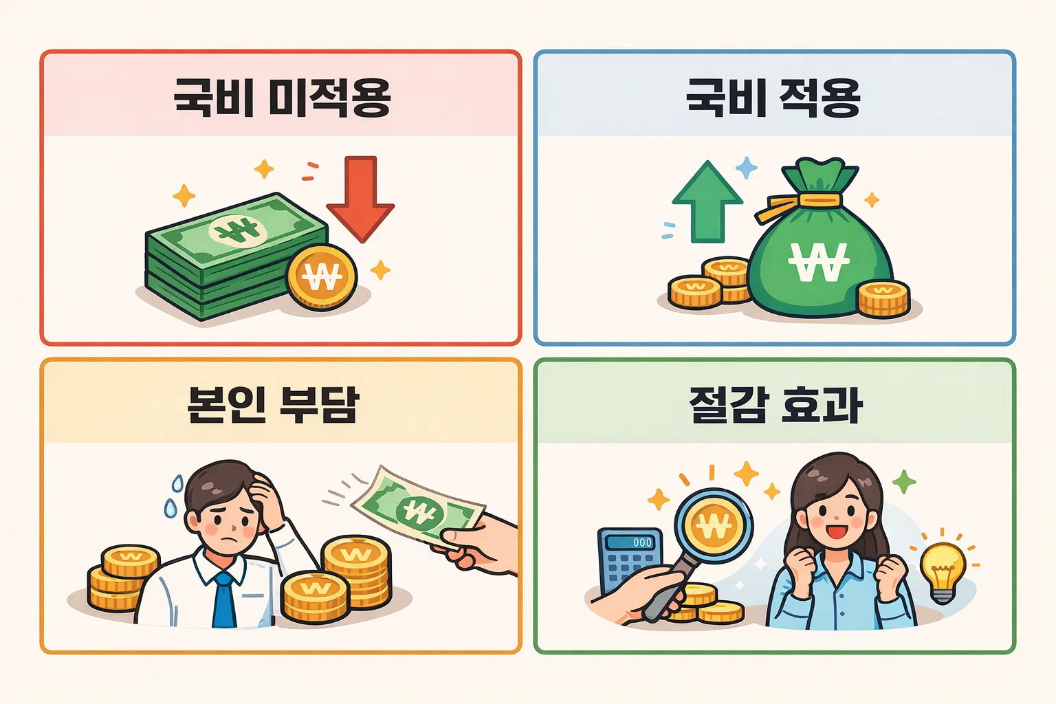 사회복지사2급 국비지원 적용 시 본인 부담금과 절감 효과를 비교한 사례 이미지