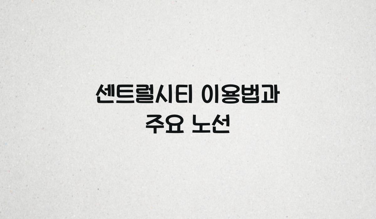 센트럴시티 이용법과 주요 노선