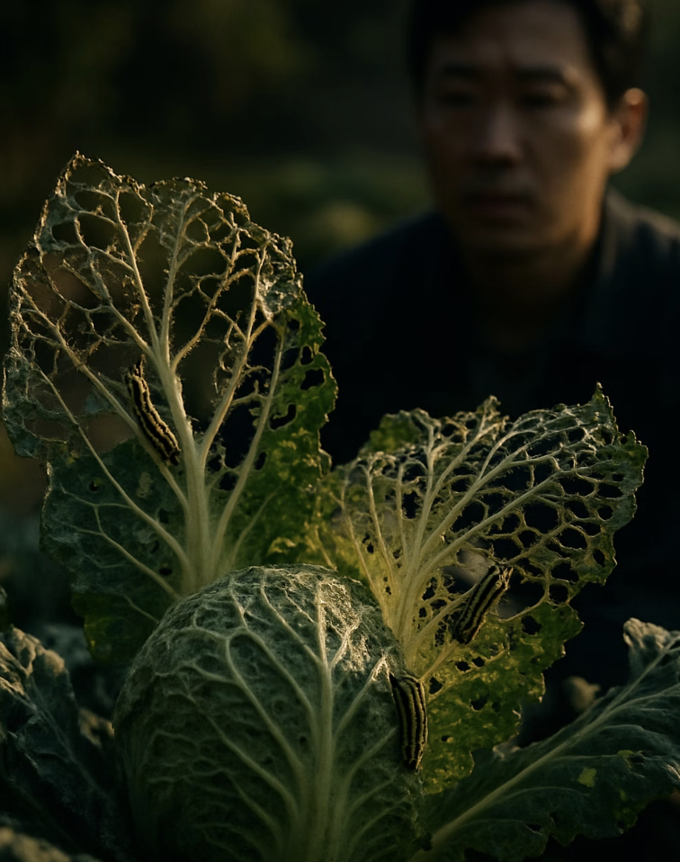 앙상한 잎만 남기는 무서운 식탐