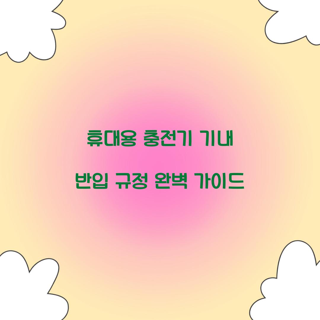 휴대용 충전기 기내 반입 규정