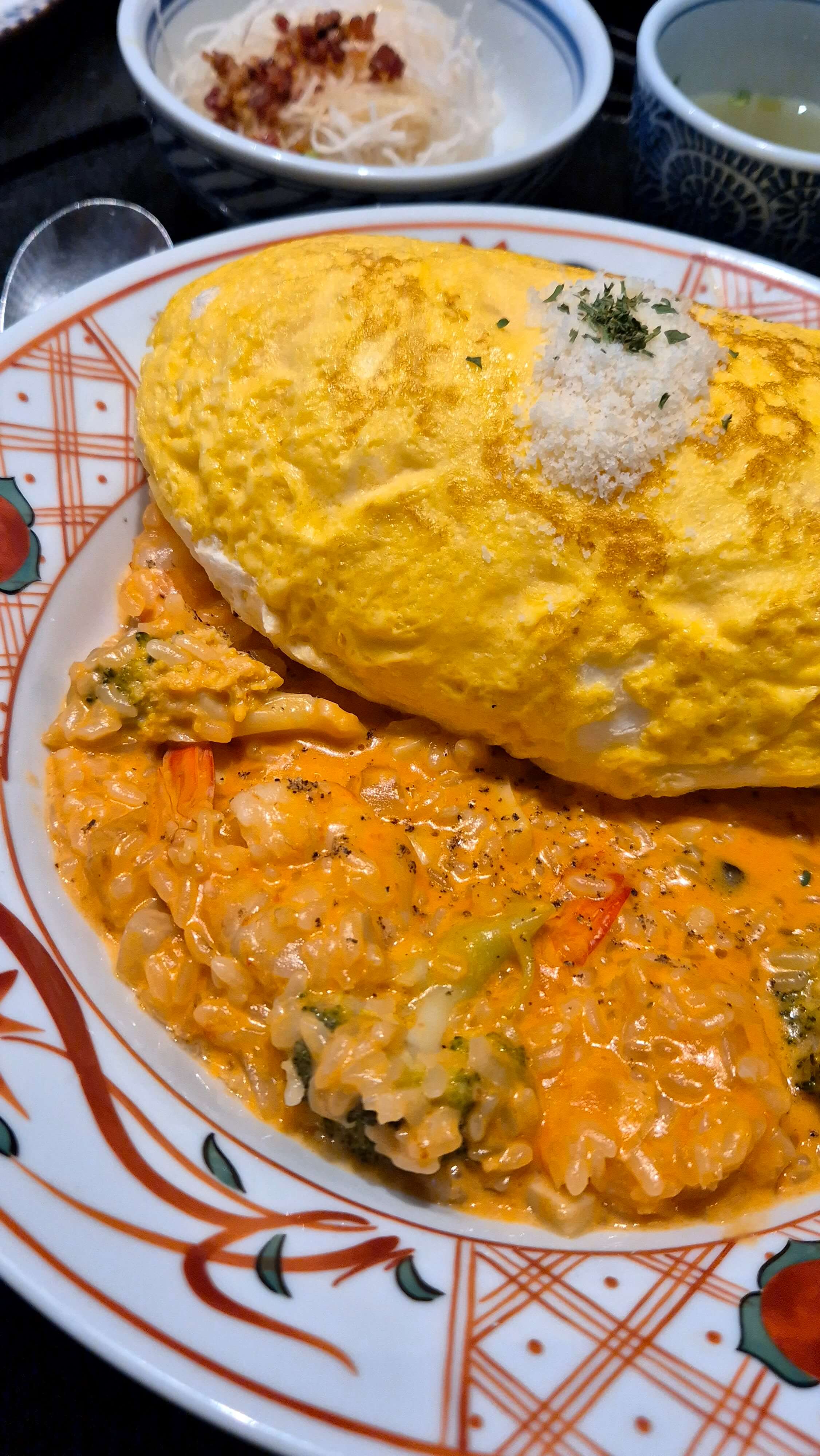 강남 고에몬 수플레 오믈렛 새우 로제 리조또