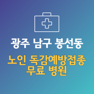 광주 남구 봉선동 노인 독감예방접종 무료 병원 (인플루엔자 무료 접종 대상 날짜)