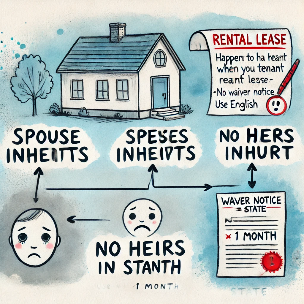 임차인이 갑자기 사망했다면-상속인이 있을경우-없는 경우 손그림 스타일 인포그래픽