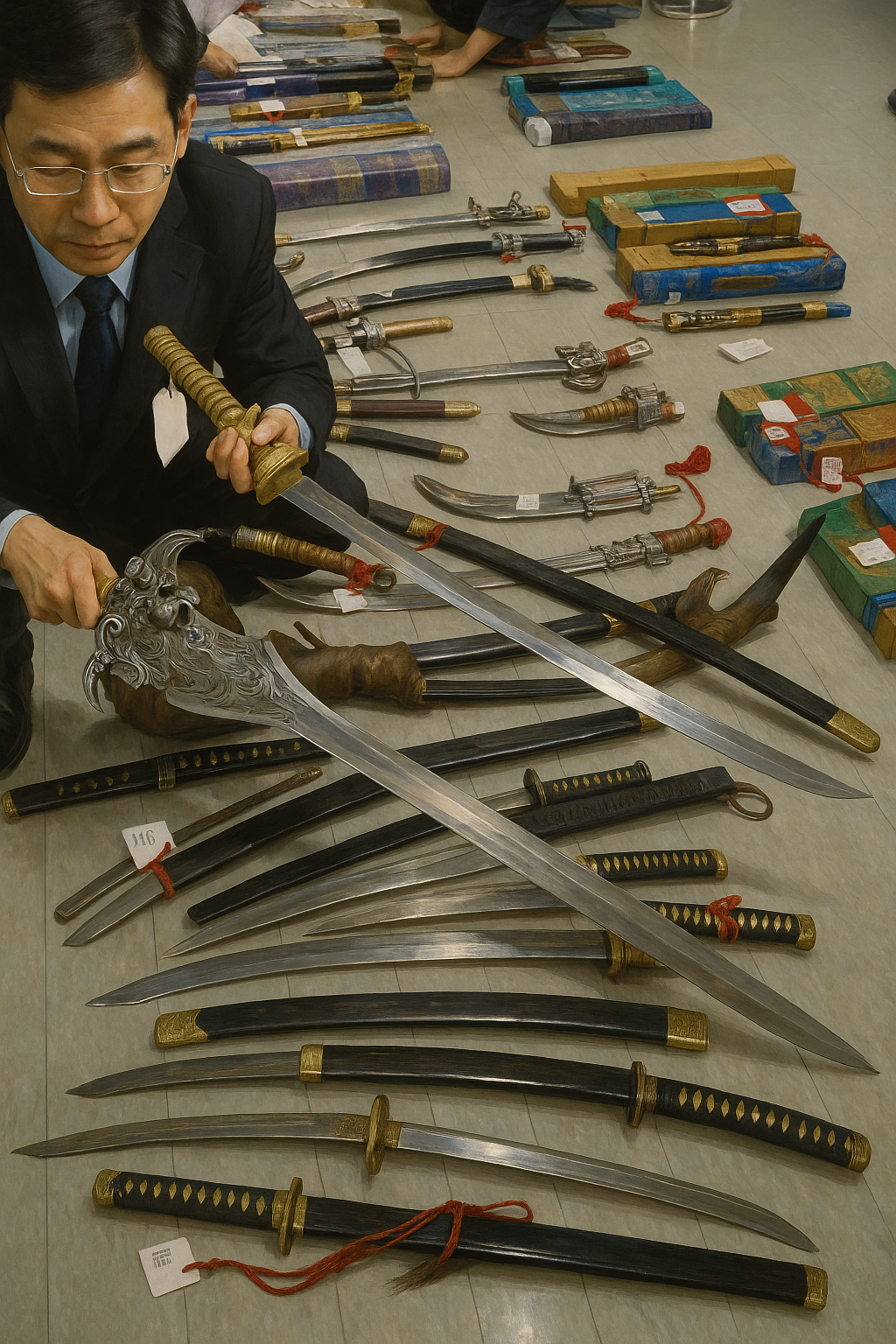 압수된 장식용 도검의 이미지