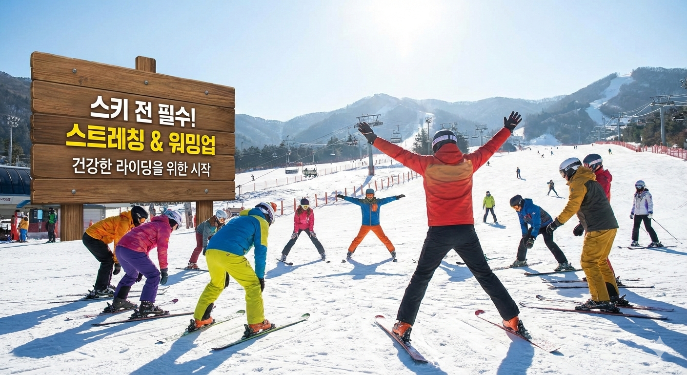 겨울철 스키장 건강 관리의 중요성 포스터