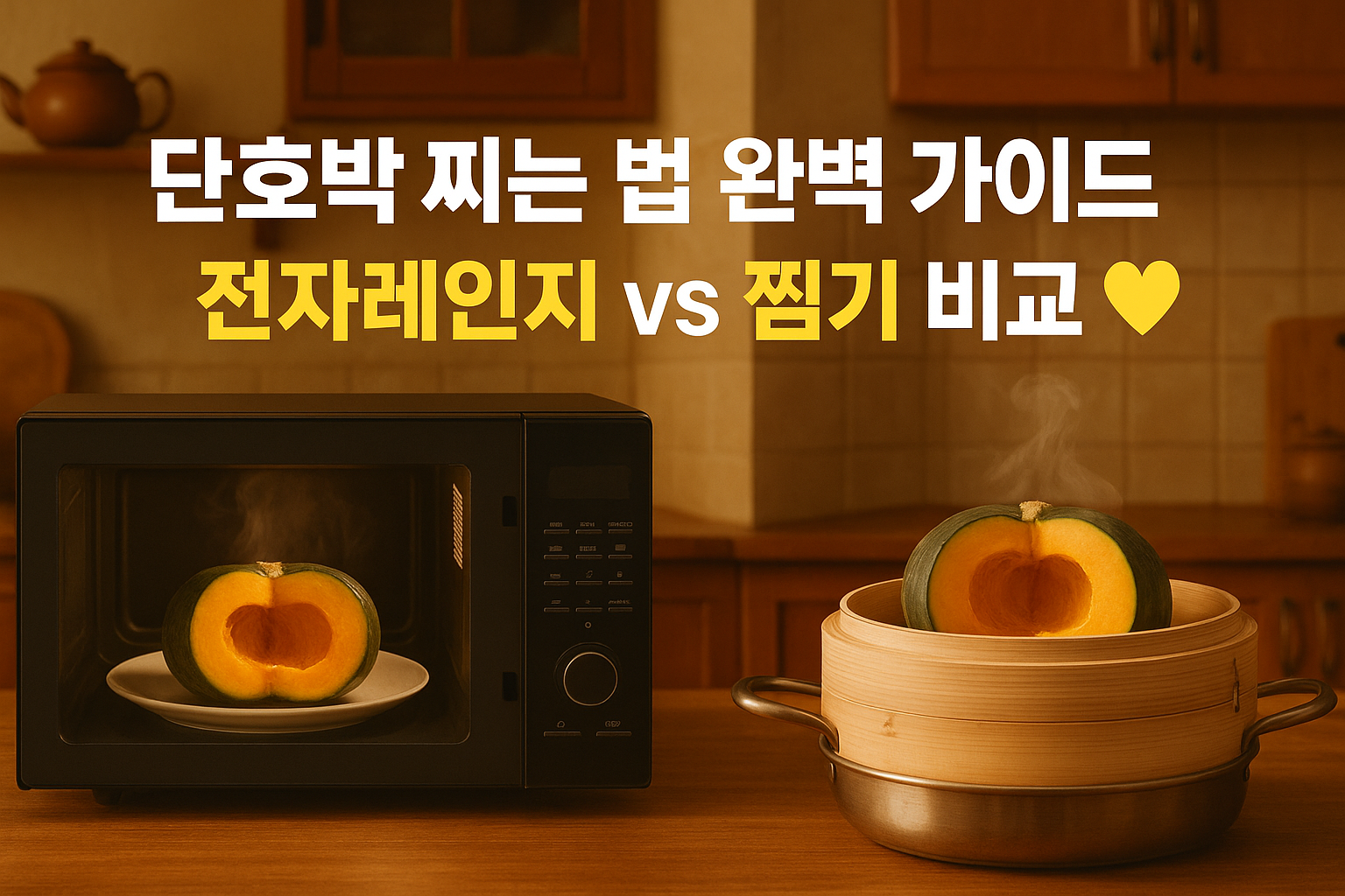 단호박 찌는 법 완벽 가이드 ❘ 전자레인지 vs 찜기 비교 💛