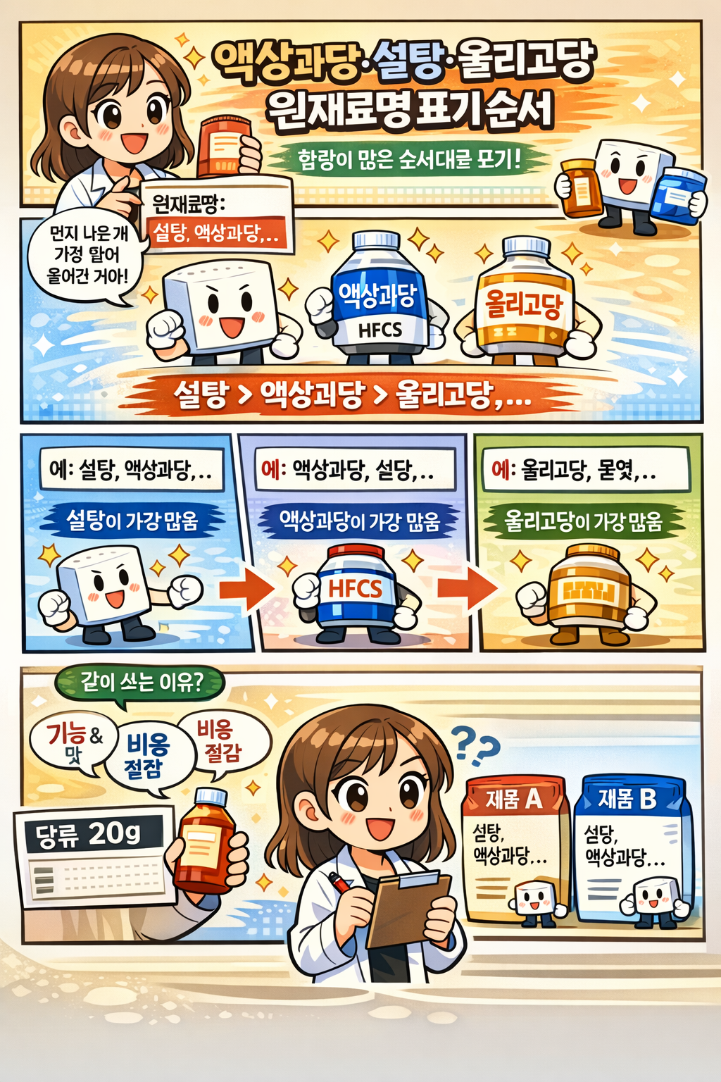 액상과당·설탕·올리고당의 원재료명 표기 순서 규칙