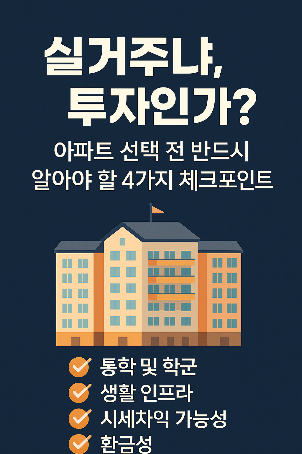 "실거주냐, 투자인가? 아파트 선택 전 반드시 알아야 할 4가지 체크포인트"