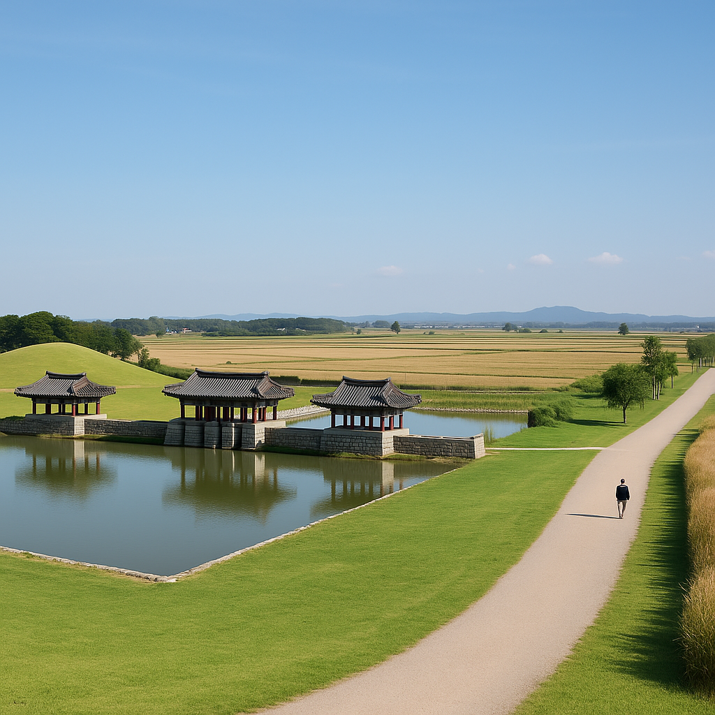 역사공원을 산책하는 중년 남성사진