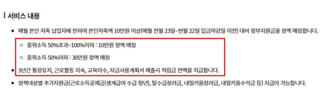 청년내일저축계좌 자격