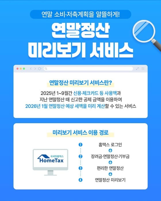 연말정산 미리보기 서비스(출처:국세청)