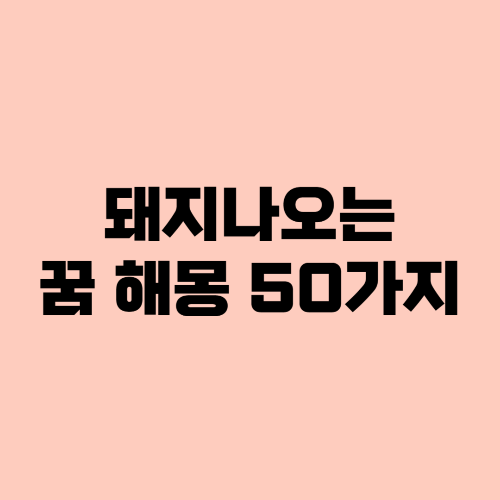 돼지꿈해몽