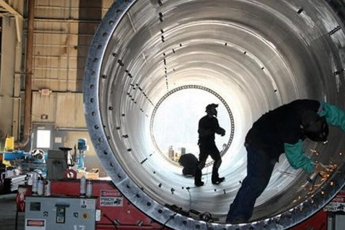 A Broadwind Energy wind tower manufacturing plantPhoto: Broadwind Energy