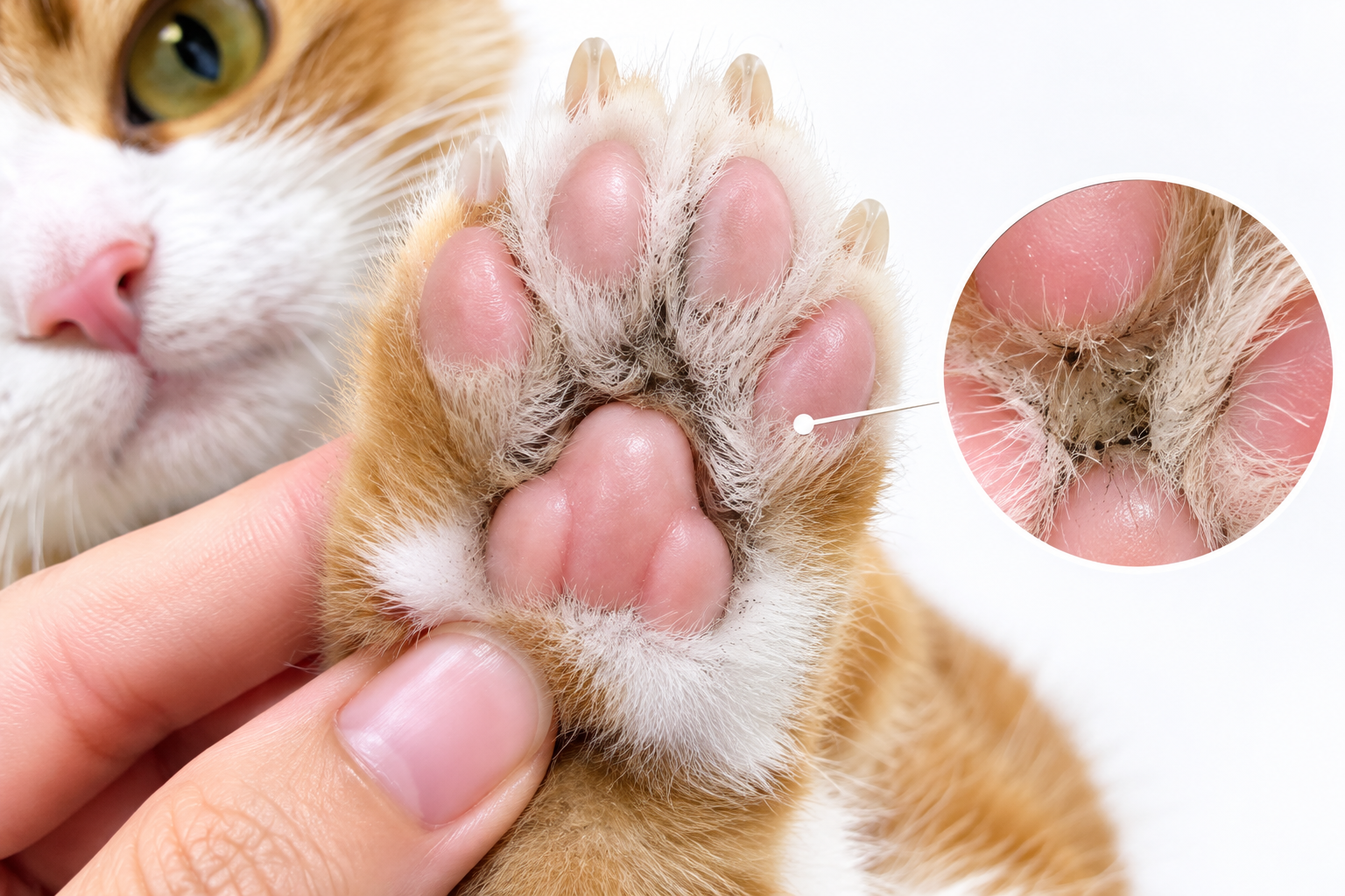 고양이 앞발 발바닥 패드 근접 촬영