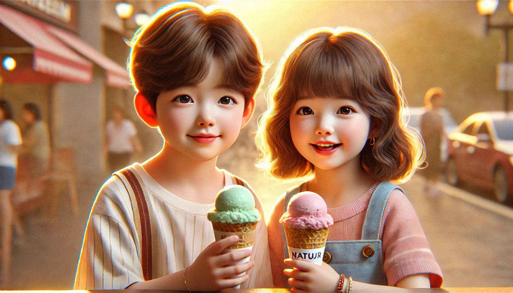 아이스크림 먹는 어린이들