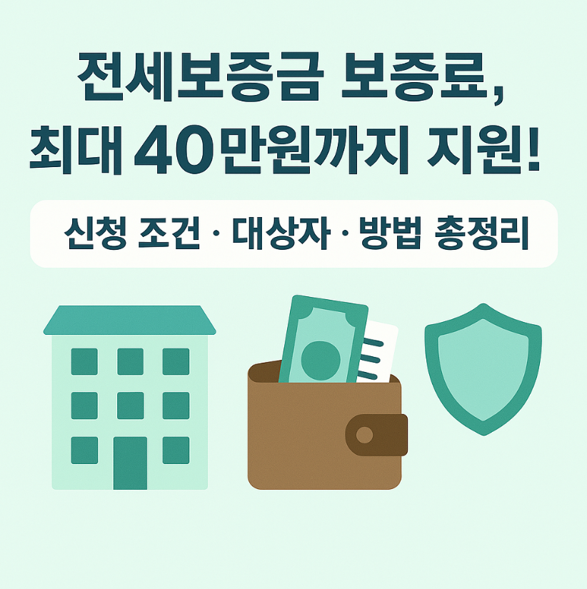 국토부가 전세보증금반환보증 보증료 지원금을 최대 40만원까지 상향했습니다. 신청 조건, 방법, 대상자와 제외 대상까지 한눈에 정리해드립니다.