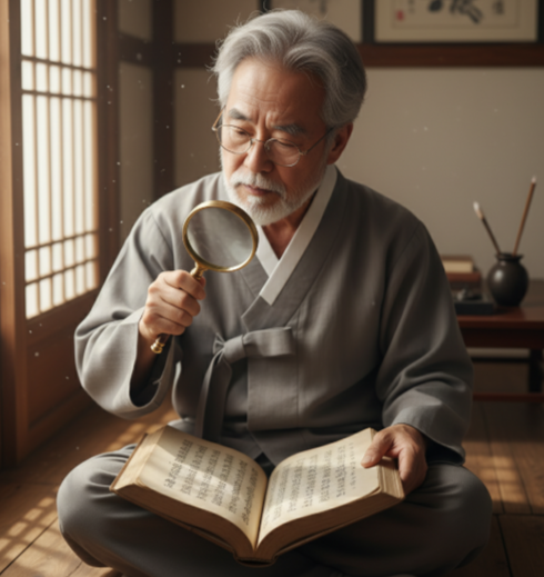 역사를 연구하는 학자 모습