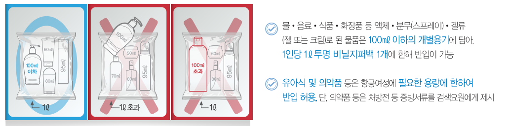 대한항공 액체류 반입 기준