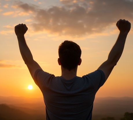 일출을 보는 남성