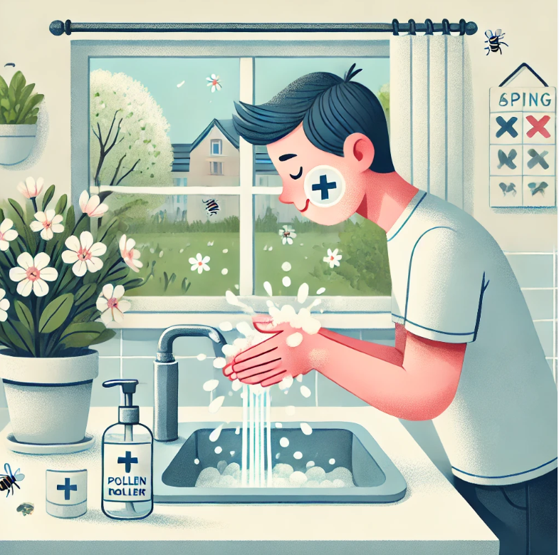 봄철 꽃가루 알레르기 예방을 위해 외출한 후 청결에 신경 쓰기