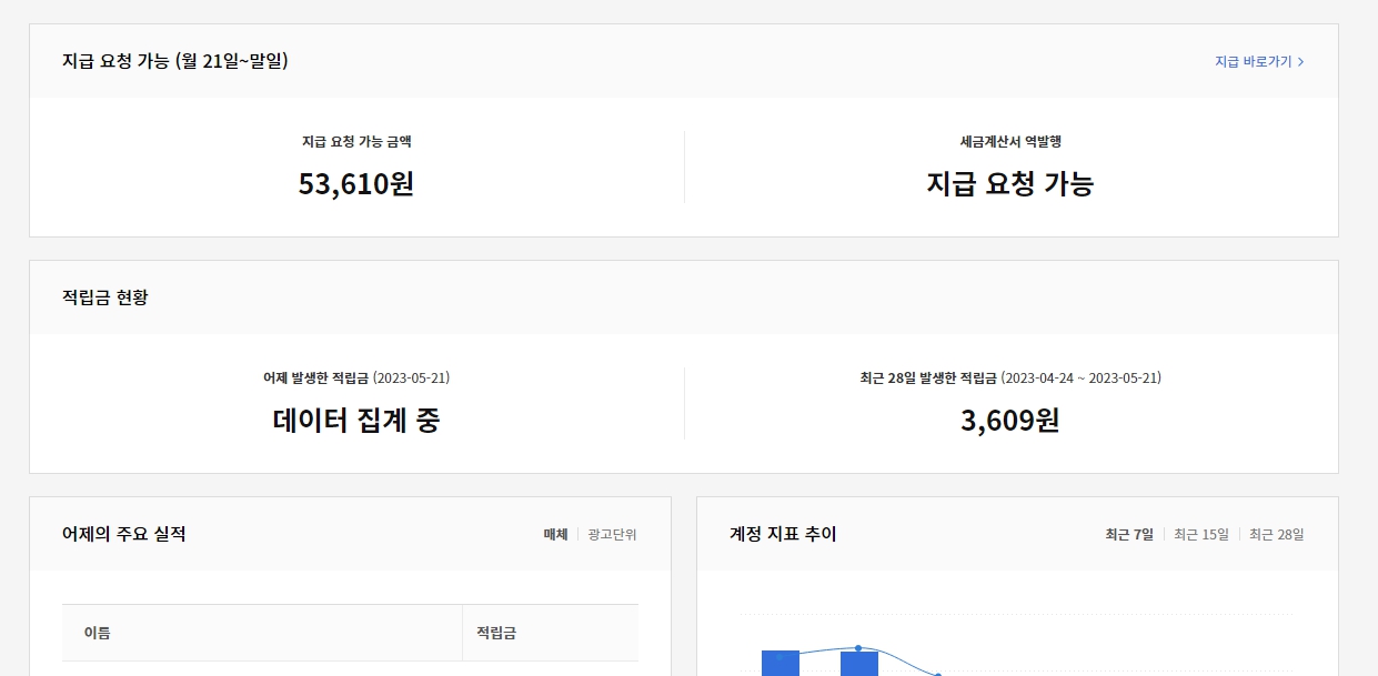 카카오 애드핏 첫출금