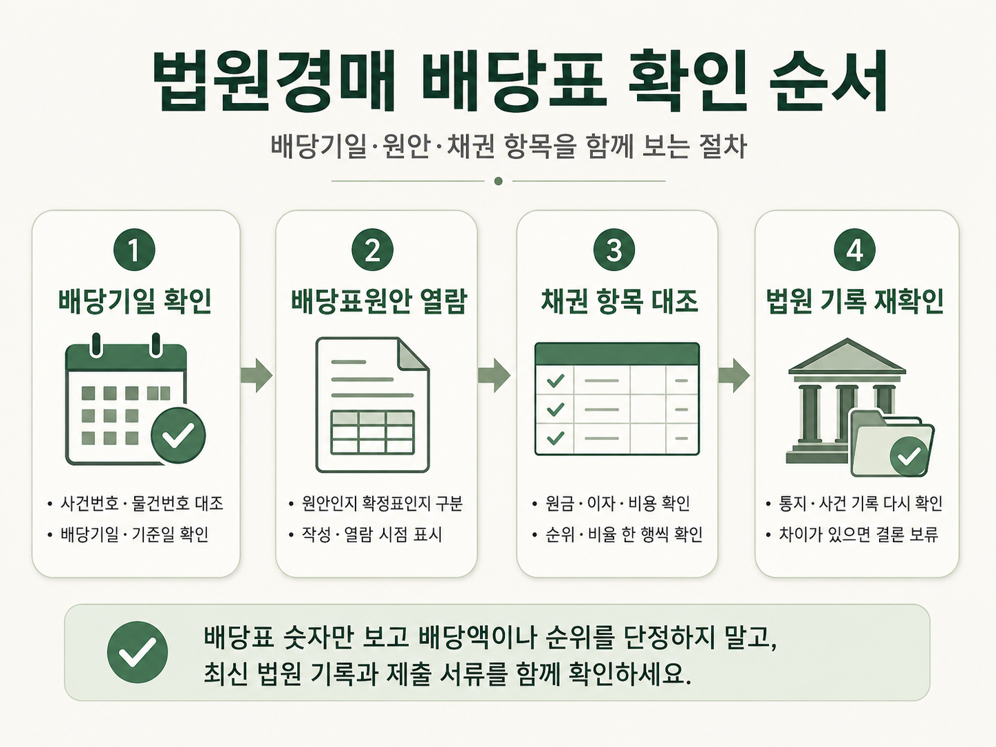 법원경매 배당표의 배당기일&middot;원안&middot;채권 항목&middot;법원 기록 확인 순서