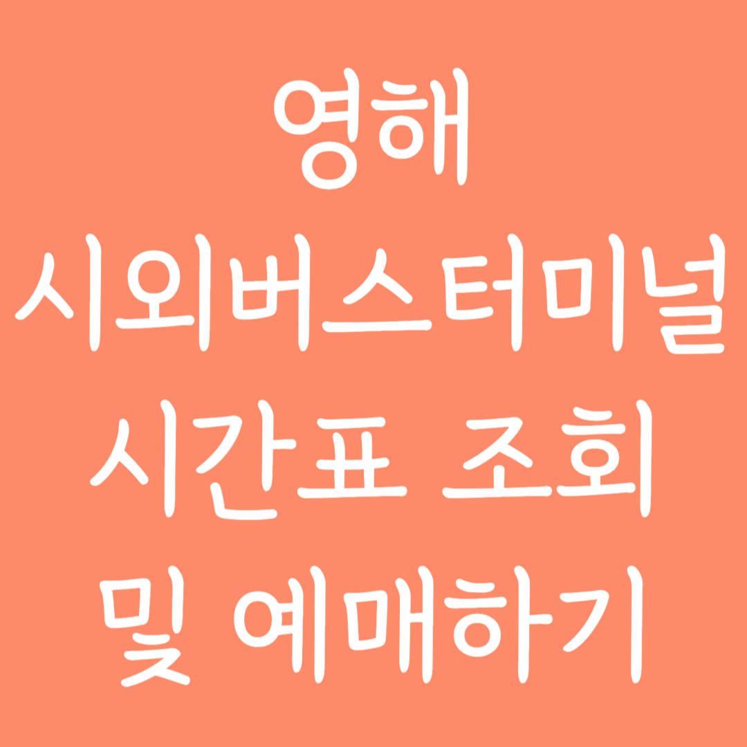 영해 시외버스터미널 시간표조회 및 예매하기