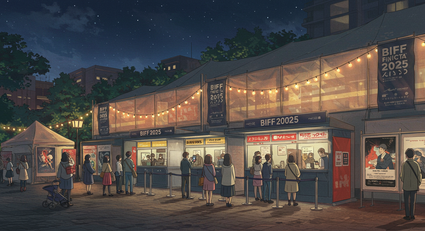 BIFF 2025 티켓 부스 앞에 모여든 사람들