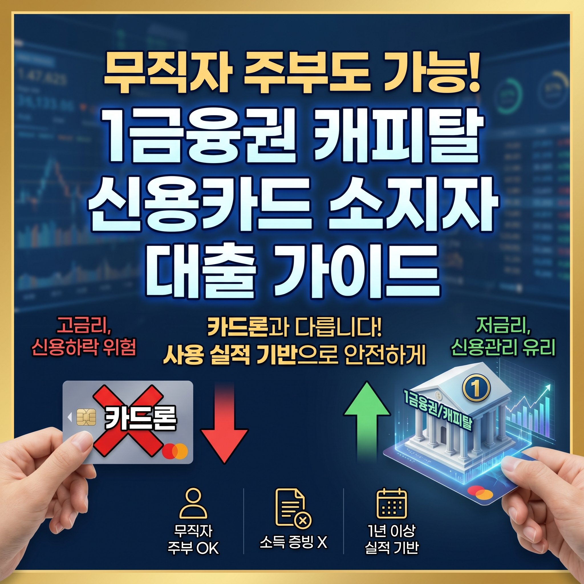 무직자와 주부도 가능한 신용카드 사용 실적 기반 1금융권 캐피탈 신용카드 소지자 대출 자격 및 카드론 차이점 실전 가이드