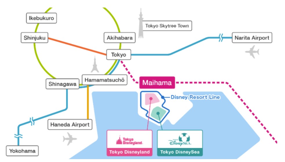 신주쿠역에서 도쿄 디즈니랜드 지하철