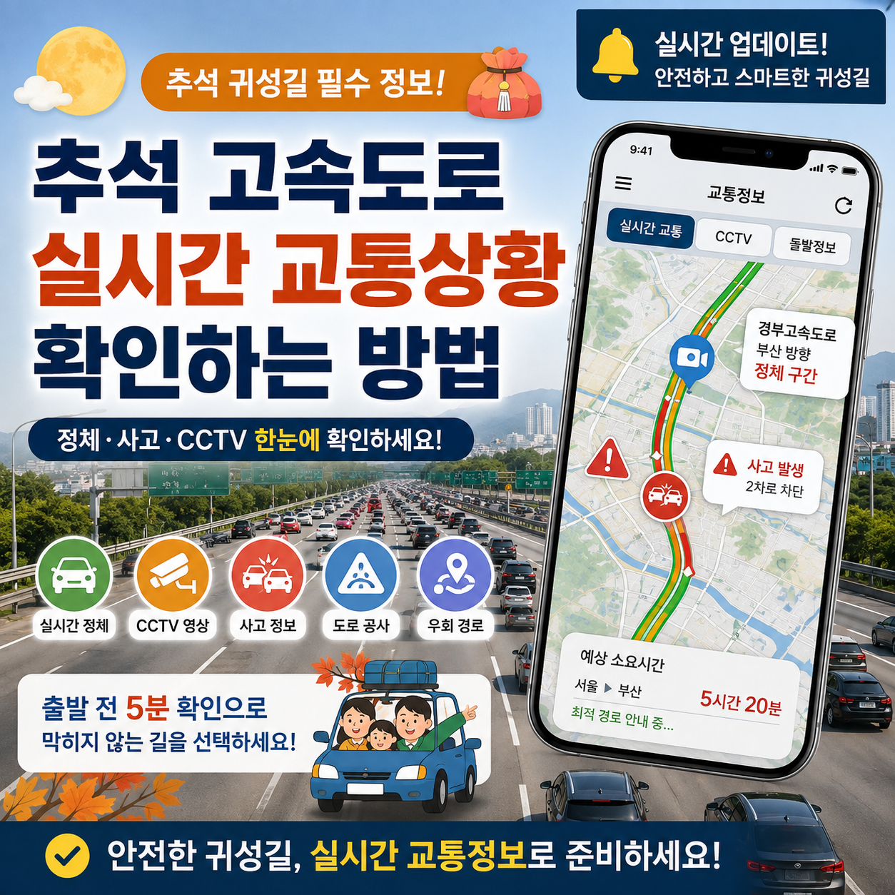 추석 고속도로 실시간 교통상황 CCTV 정체 확인 방법