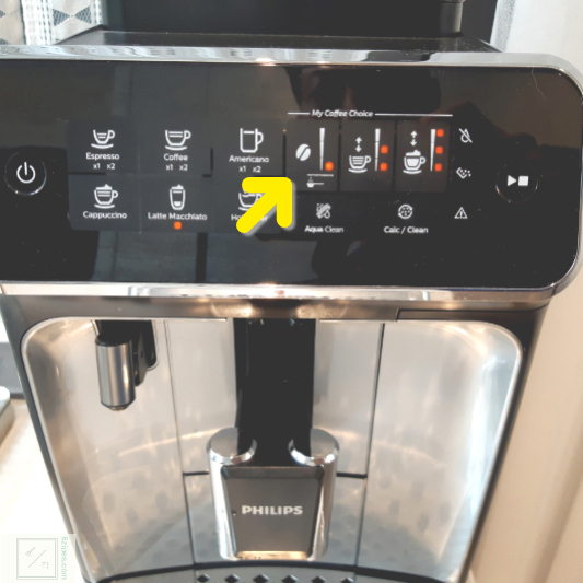 커피머신 원두 버튼 설명 사진입니다.