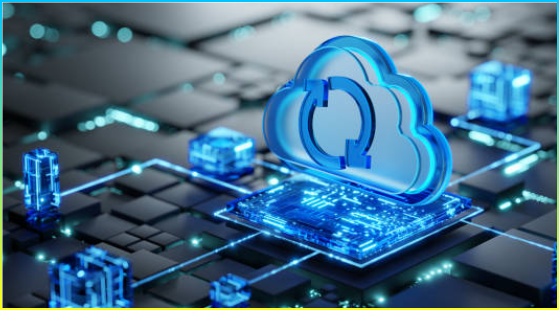 클라우드 스토리지 개념과 클라우드 컴퓨팅 개념. 클라우드 3D 아이콘을 활용한 디지털 기술 배경.