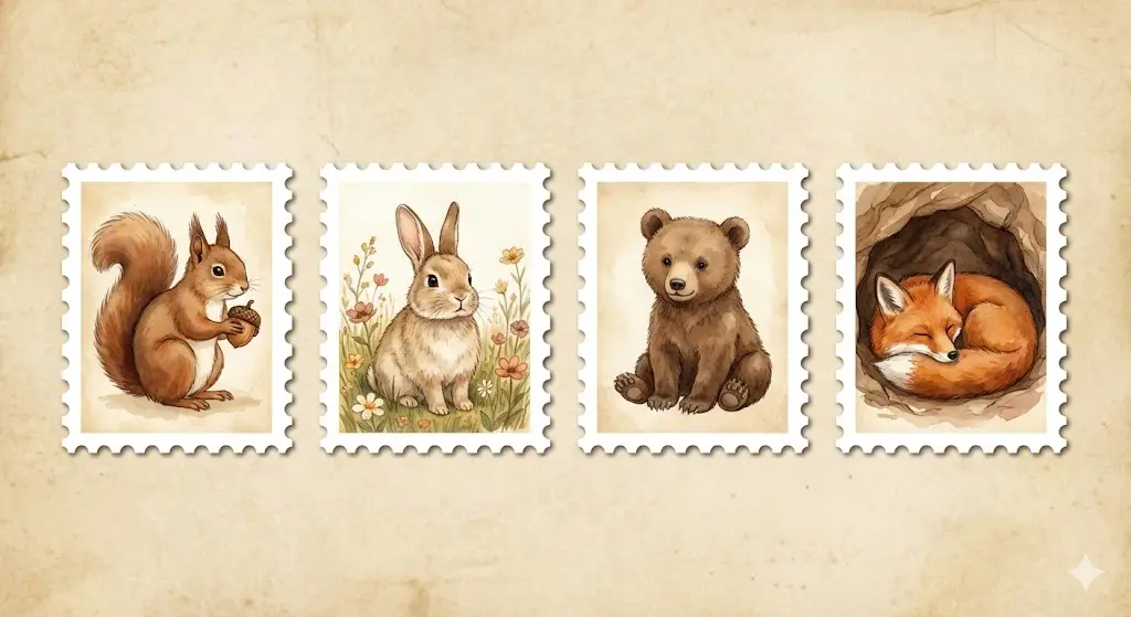 AI로 만드는 우체국 놀이 우표 소포 스티커