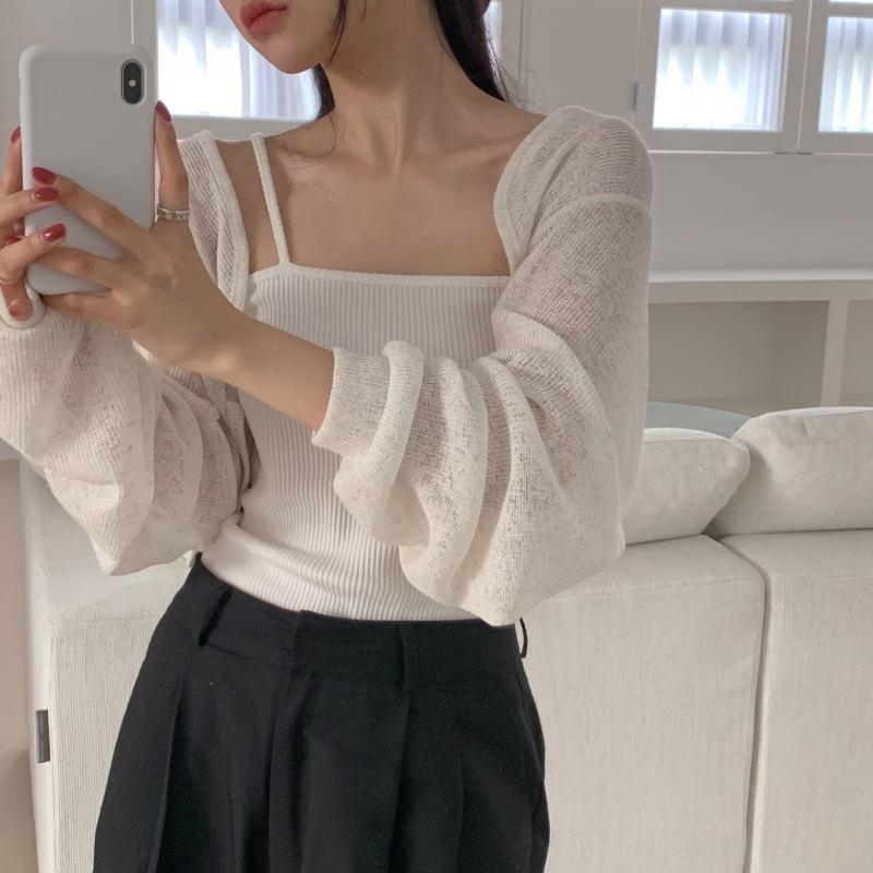 모니카 린넨 볼레로 여름 가디건 블랙모니카