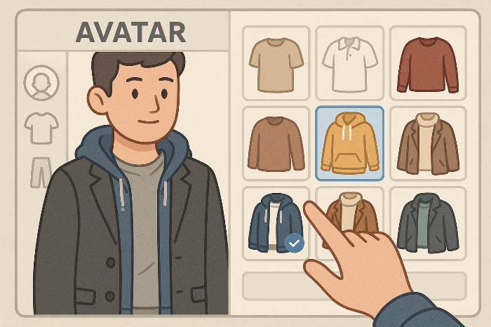 아바타 의상 커스터마이징 장면