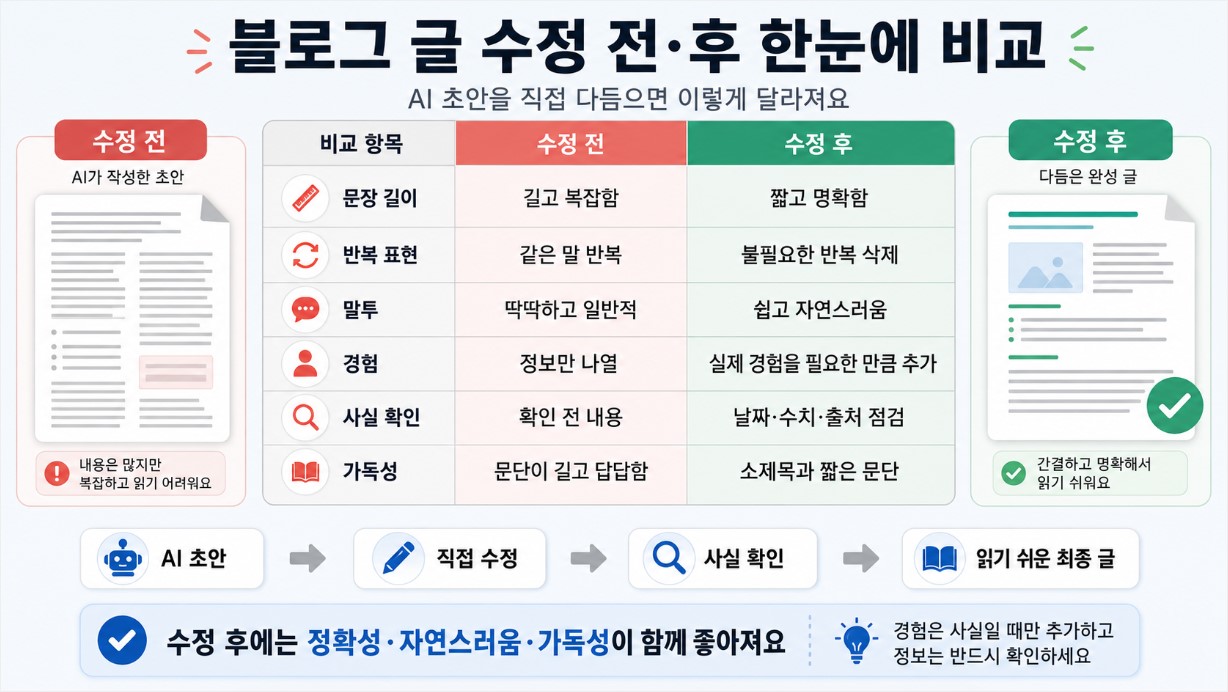 AI 블로그 글 수정 전·후 비교