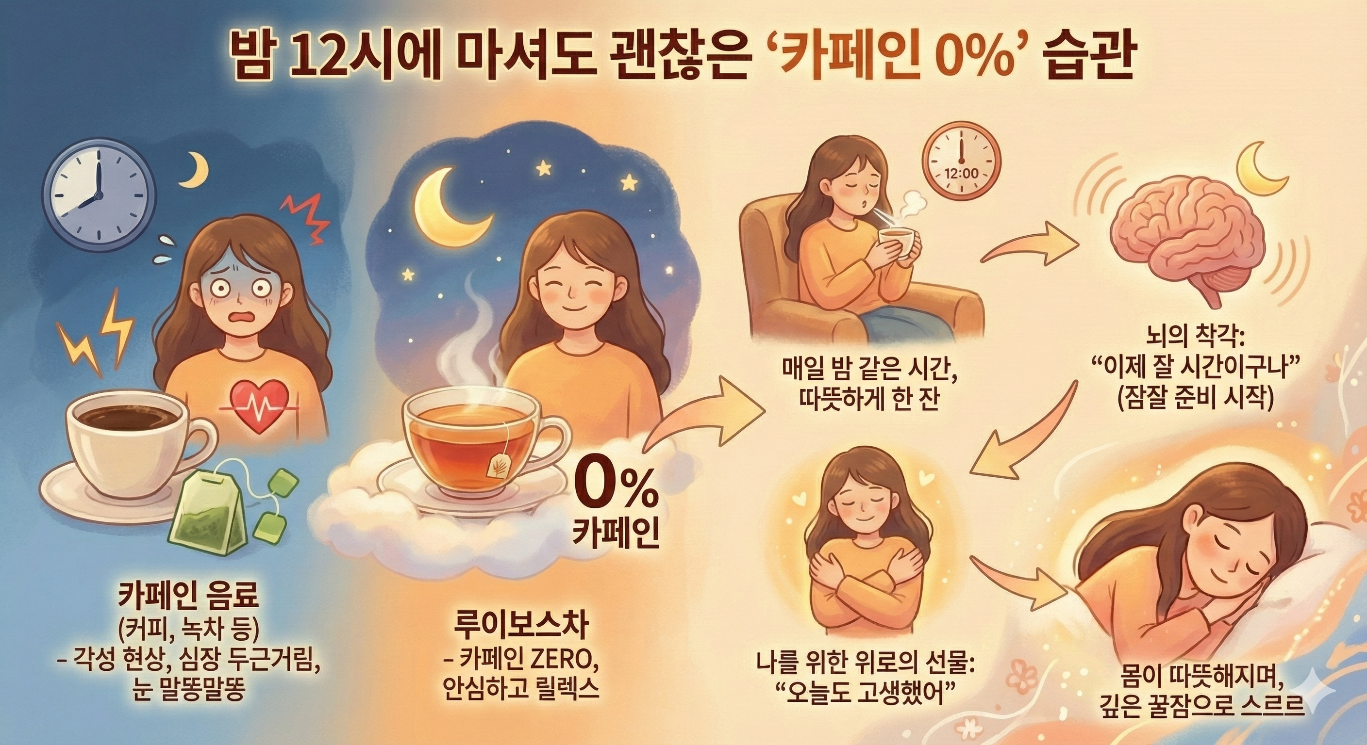 밤 12시에 마셔도 괜찮은 '카페인 0%' 습관