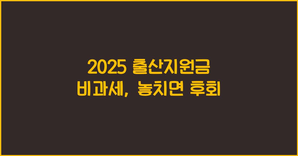 2025 출산지원금 비과세