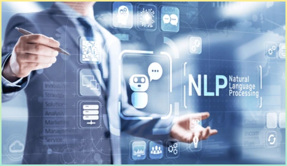 허공에 홀로그램에 AI를 사용하는 사람의 모습을 형상화