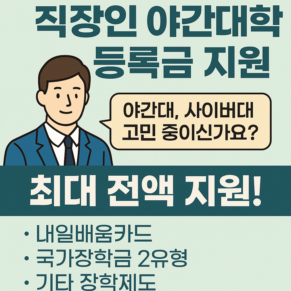 [직장인 야간대학 등록금 지원] 지금 신청 안 하면 전액 부담합니다