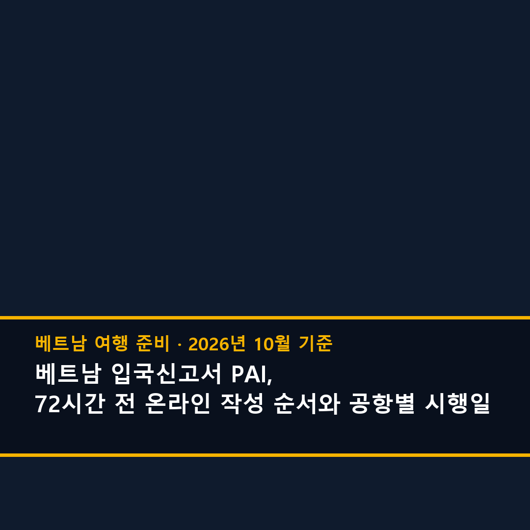 베트남 입국신고서 PAI 온라인 작성 순서 공항별 시행일 표지