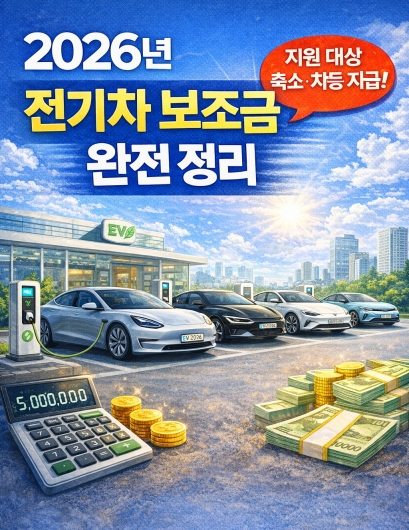 2026년 전기차 보조금 총정리, 최신 국고·지자체 지원금 비교