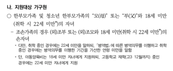 한부모가족 아동양육비 지원조건 확인