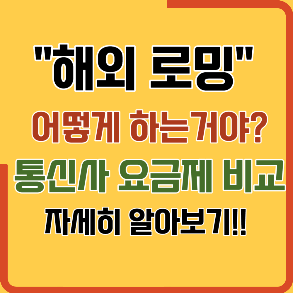 해외 로밍방법(SKT,KT,LGU+ 요금제 비교)