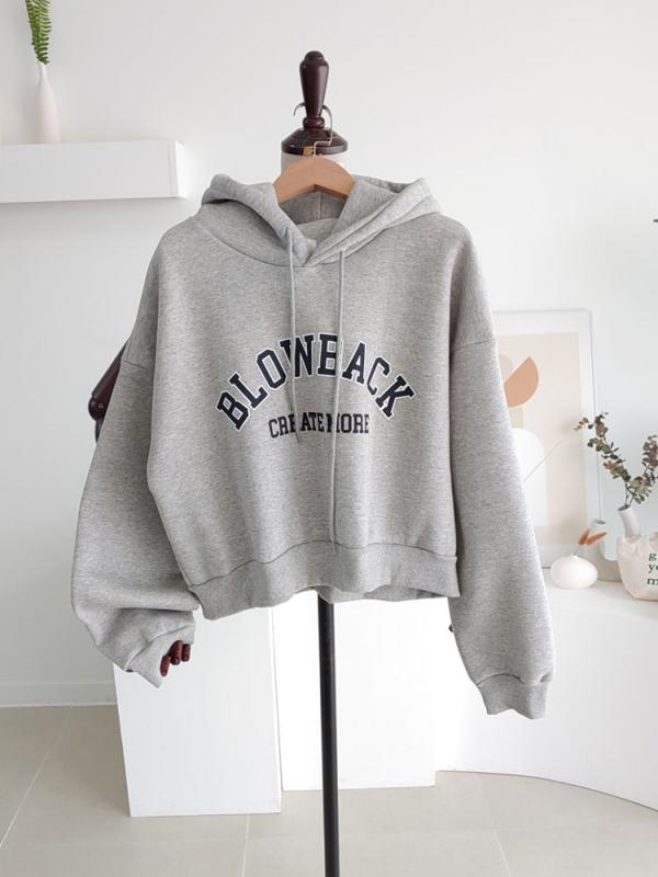 겨울 백 레터링 프린트 기모 크롭후드티 키작녀 데일리룩 ootd 꾸안꾸