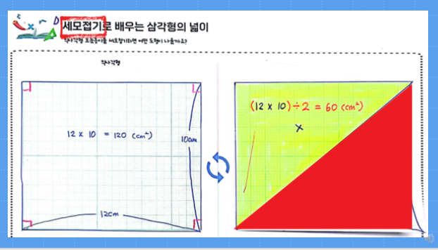 세모접기로 삼각형의 넓이 구하기