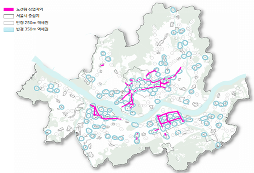 노선형 상업지역 검토 대상지(자료:서울시)