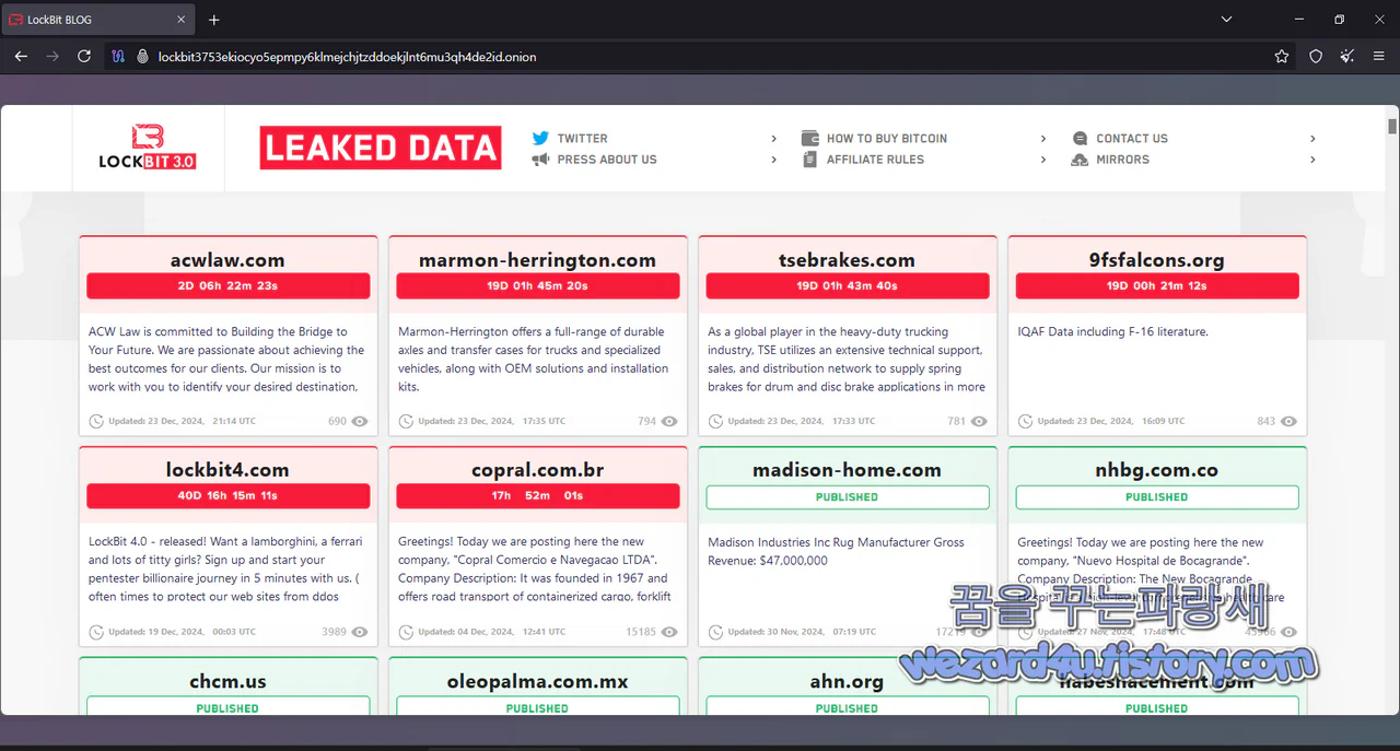 LockBit 4.0 랜섬웨어 사이트 접속